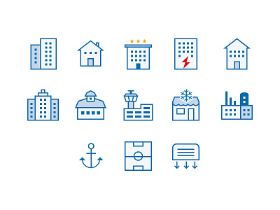 Areas of use icons areas blue buildings icon icons outline pixel perfect