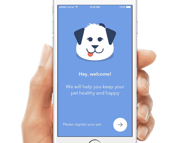 Concept App for your Pet's health record animation app character dog health illustration interaction ios iphone pet ui ux