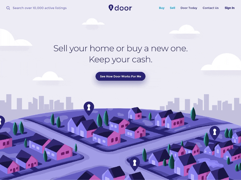 Door.com Landing Page Website Design animation concept design illustration interaction landing page purple ui vector website