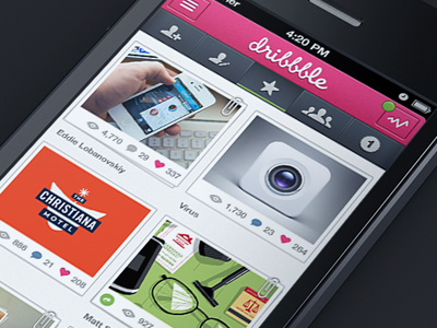 Dribbble iOS app app application attachment design dribbbble ios mobile shot