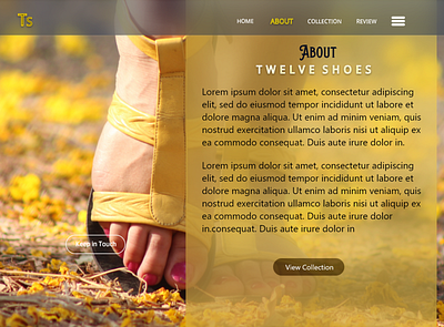 Twelve Shoes- About Page branding design typography ui ux