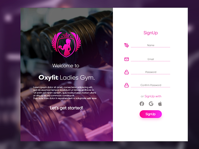 Desktop SignUp page- Oxyfit Ladies Gym