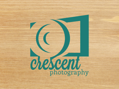 crescent photography. branding camera crescent logo moon photography teal wood