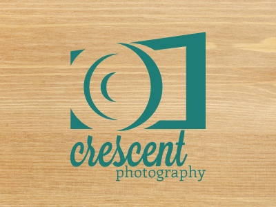crescent photography. branding camera crescent logo photography teal