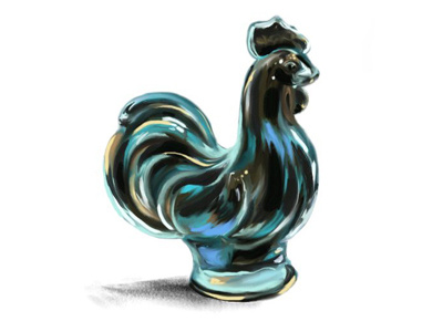 rooster. corel glass rooster