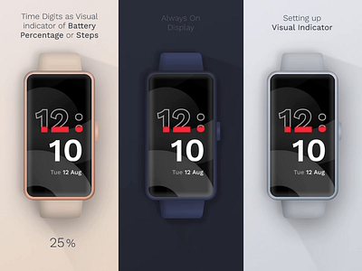 Huawei Band 6 Minimal Watch Face 3d always on display animation battery percentage dark mode huawei band 6 minimal watch face setting smart band smart watch steps ui user ux watch watch face watch ux