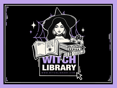 witch library books branding character design girl graphic design halloween illustration logo magic procreate vector vintage witch witch hat