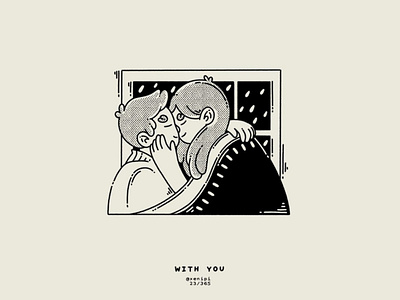with you black and white character couple cute graphic design illustration lineart logo love procreate