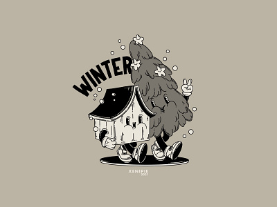 hello, winter cartoon character design graphic design illustration lineart logo
