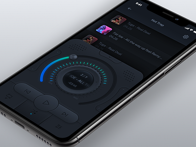 The old way app audio dark knob media mobile player playlist realistic skeuomorphic slider ui ux volume