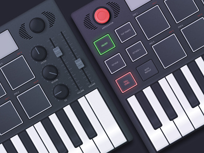 FigMPC audio buttons dark device keyboards mpc music piano realistic skeuomorphism slider ui