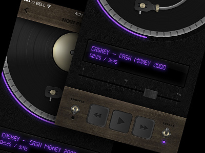 Music Player Concept #skeuomovement app concept dark design leather skeuomorphism skeuomovement ui wood