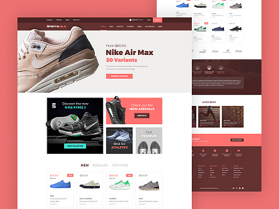 Ecommerce Landing Page 2 [PSD] clean design ecommerce flat free landing page red shoes simple sports web
