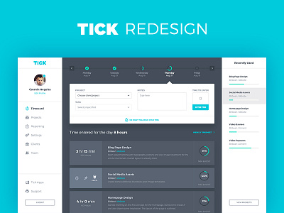 @Tickspot Unofficial Redesign app clean desktop redesign simple tickspot time tracking ui unofficial ux