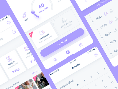 Baby Dev Tracker Concept App app baby concept development ios light playful purple tracker ui ux