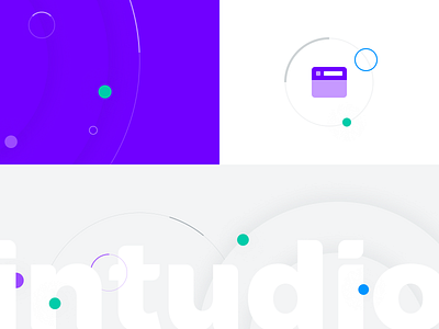 Intudio Brand Elements abstract agency brand circles colors design icon light purple shadows