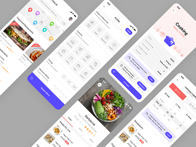 Food Preorder App app cards chef clean clean design cooking dashboard food icons illustration ios light map mobile ui ux