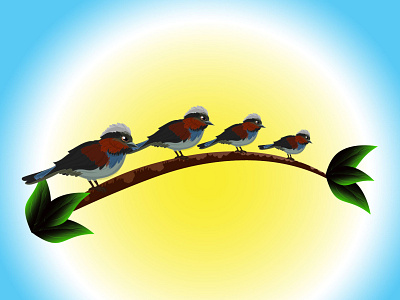 Beautiful Birds on tree vector Icon And illustration