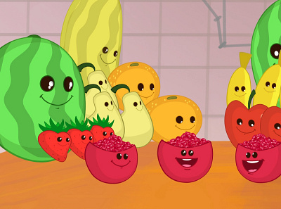 Fruit party 2danimation animation art cutout design fruit hoseinnazarpour illustration kid moho vector