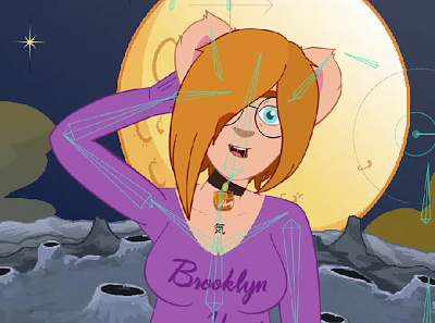 Rigging back scene 2danimation animation art backscene brooklyn cutout design ears eyeglass girl hoseinnazarpour illustration kid moho moon moonlight rig violet