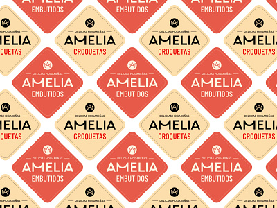 Amelia Label Design amelia brand design branding coquette croqueta label design logo red retro design yellow