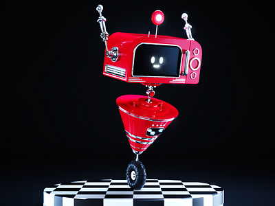 Heatwave - a 3D Robot Microwave from the 50's 3d art 3d illustration character futuristic illustration retro