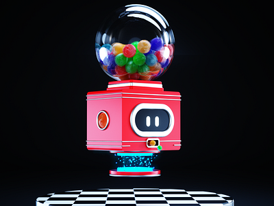 Spencer - a 3D gumball dispenser from the 50's 3d art 3d illustration 50s art character futuristic illustration retro