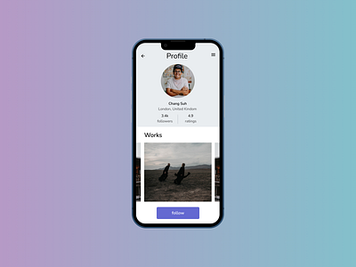 Daily UI #006 - User Profile challenge dailyui dailyui006 mobile app photographer profile page ui user profile