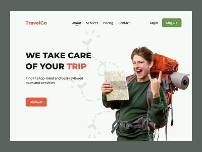 TravelGo - Travelling Services Landing Page Website booking homepage landing page tourism travel agency travel booking travelling ui web design website