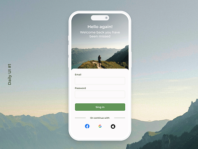 Daily UI #1 - Sign In challenge dailyui mobile design sing in ui