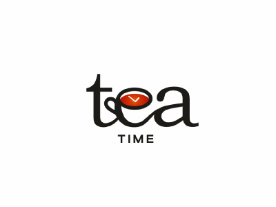 Tea Time clock cup hands of time logo logoflow tea