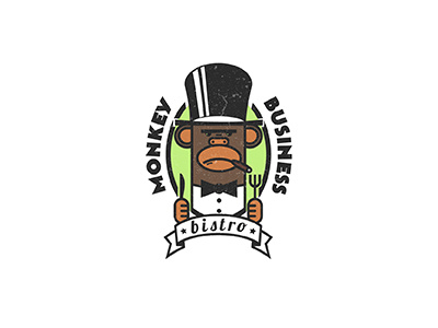 Monkey Business Bistro bar bistro business downtown gentleman logo logoflow monkey