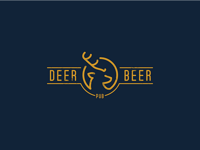 Deer Beer Pub antler beer bottle concept deer emblem idea logo logoflow pub