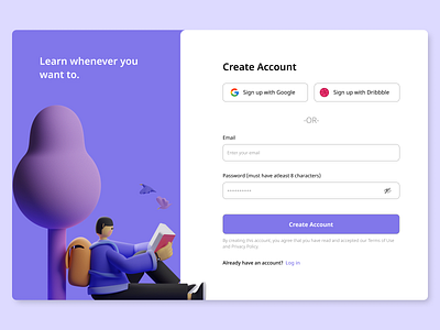 E-learning Signup Page createaccount daily ui daily ui challenge design digital e learning figma learning signup signup page ui ui challenge ui design vector web design