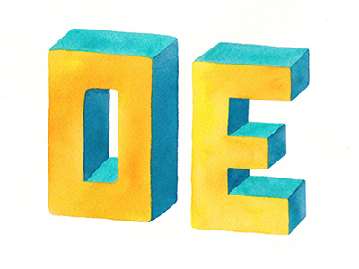 OE 3d lettering lettering type watercolor