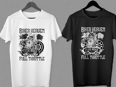 "Biker Heaven Free Road Full Throttle" Bike T shirt Design bike bike t shirt biker black t shirt fashion graphic design graphics design illustration illustrator logo quotes t shirt t shirt design t shirt quotes t shirt text typography