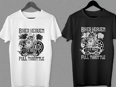 "Biker Heaven Free Road Full Throttle" Bike T shirt Design