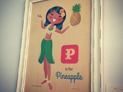 P is for Pineapple character education fruit hawaii illustration pineapple poster russell tate russelltate.com traditional dress