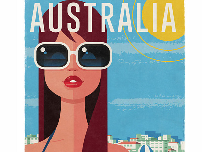 Coogee Beach NSW Travel Poster art print beach eastern suburbs illustration poster russell tate russelltate russelltatedotcom sydney