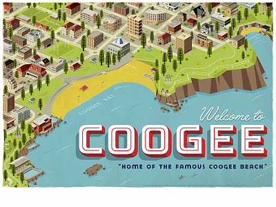 Welcome To Coogee art coogee illustration poster russelltate russelltatedotcom sydney travel poster