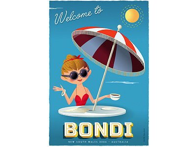 Welcome to Bondi art artprints bondi bondiart calicoandfelt illustration poster posterart russelltate russelltatedotcom travelposter