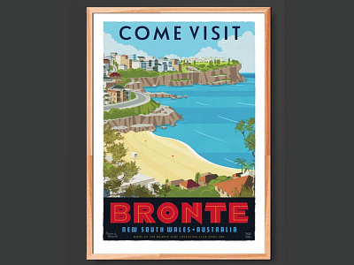 Come Visit Bronte bronte bronte beach calicoandfelt eastern suburbs illustration poster poster art russelltate russelltatedotcom tamarama travel poster waverley