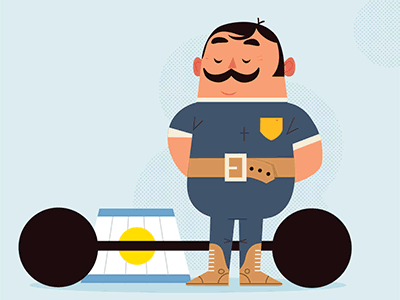 Your attention please after effects animation character clovelly illustration sydney russell tate russelltatedotcom strongman