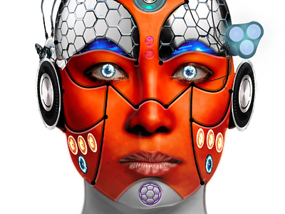 cyborg girl cyber cyborg design logo mechanic robot robotic roboto