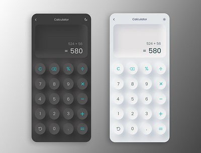 Calculator - Light & Dark mode UI app calculator calculator ui dark mode design figma light mode neumorphism ui user interface ux
