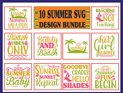 summer svg design bundle hand drawn