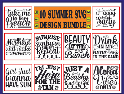 summer svg design bundle hand drawn