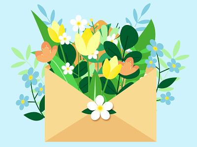 Spring bouquet in an envelope