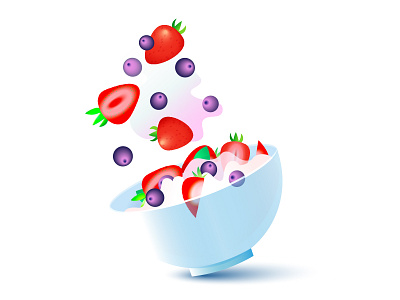Yogurt with berries. Summer adobe illustrator berry flat food healthy illustration illustrator summer