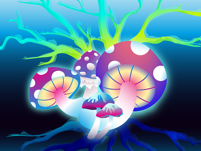 Psychedelic mushrooms adobe illustrator flat graphic design illustration illustrator psychedelic summer vibe